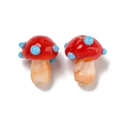 Красный Бусы лэмпворк ручной работы, гриб, красные, 12~14.5x10~12 мм, отверстие : 1.2~1.8 мм, около 23 шт / нитка, 11.61~12.60 дюйм (29.5~32 см)