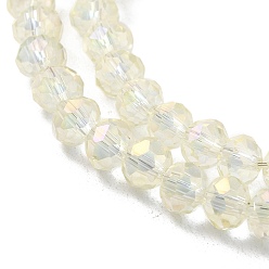 Beige Electroplate Glass Beads Strands, AB Color Plated, Faceted, Rondelle, Beige, 6x4mm, Hole: 1mm, about 85~88pcs/strand, 16.1~16.5 inch(41~42cm)
