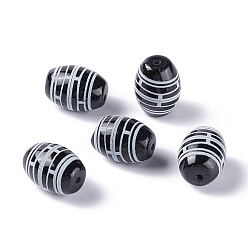 Rectangle Pattern Тибетского стиля бусы дзи, природных бисера агат, окрашенная и подогревом, овальные, прямоугольник, 13.5x10 мм, отверстие : 1.2 мм