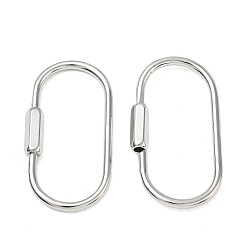Platino Mosquetón de latón con cierre, enlaces rápidos ovalados, sin plomo y cadmio, chapado en rack, larga duración plateado, Platino, 49.5x24.5x2.5 mm