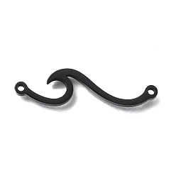 Черный 304 подвески из нержавеющей стали, волна, ионное покрытие (ip), чёрные, 29x7.5x2 мм