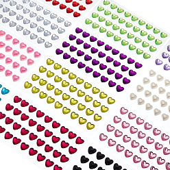 (52) Непрозрачная лаванда 12 листы 12 цветные наклейки в форме сердца из акрила со стразами, наклейки с хрустальными драгоценными камнями, diy nail art, автомобиль, украшение мобильного телефона, разноцветные, 11x12x3.5 мм, 1 лист / цвет