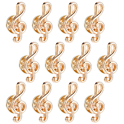 Light Gold 12Pcs Zinc Alloy Lapel Pin Backs for Backpack Clothes, Musical Note, Light Gold, 24x11.5mm