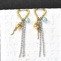 Платиновый & Золотой 304 серьги-кольца из пластика с микропаве из нержавеющей стали и прозрачными кубическими цирконами, Горлянка, ионное покрытие (ip), платиной и золотом, 70x19.5x8 мм