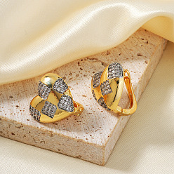 Золотой Серьги-клипсы в форме сердца из латуни с прозрачным кубическим цирконием во французском стиле, золотые, 17x15 мм