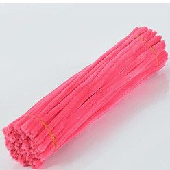 Cerise DIY Plush Sticks, with Iron Core, Pipe Cleaners, Kid Craft Material, Cerise, 295x6mm, 100pcs/set
