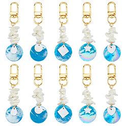 Золотой 10 шт. 5 стили плоские круглые ab цветные позолоченные украшения из ракушек capiz, с натуральной пресноводной ракушкой и белой перламутровой крошкой, золотые, 89~90.5 мм, 2 шт / стиль