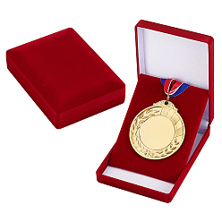 Темно-Красный Прямоугольные бархатные коробки для хранения памятных монет, темно-красный, 12.4x9x3.1 см