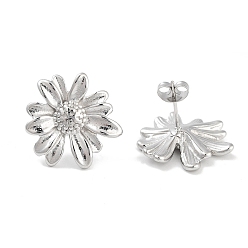 Couleur Acier Inoxydable Boucles d'oreilles à tige en acier inoxydable avec fleur anti-ternissement pour femmes, couleur inox, 304mm
