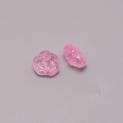 Ярко-Розовый Блестящие бусины лэмпворк, роза, ярко-розовый, 12.5x14x9 мм, отверстие : 1.2 мм