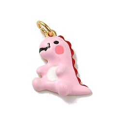 Настоящее золото 18K Подвески из латуни с эмалью в стойку, с целью перехода в кольце, долговечный, без свинца и без кадмия, очарование динозавра, реальный 18 k позолоченный, 18x14.5x4.5 мм, отверстие : 3 мм