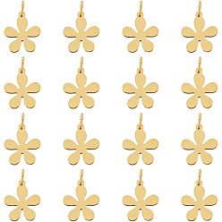 Настоящее золото 18K Латунь прелести, с прыжковых колец, цветок, реальный 18 k позолоченный, 13x11x1 мм, отверстие : 3.5 мм, 16 шт / коробка