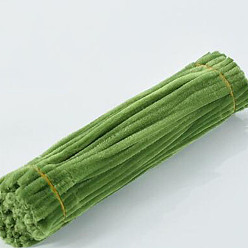 Dark Olive Green DIY Plush Sticks, with Iron Core, Pipe Cleaners, Kid Craft Material, Dark Olive Green, 295x6mm, 100pcs/set