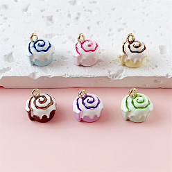 (52) Непрозрачная лаванда Подвески из эмали и сплава, торт прелести, золотые, разноцветные, 10x11x10 мм, отверстие : 1.4 мм