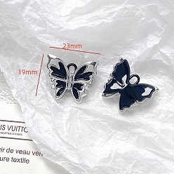 Бабочка Платинового сплава подвески, чёрные, бабочка, 23x19 мм