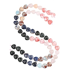 (52) Непрозрачная лаванда Нити из бисера из вишневого кварца с градиентным цветом, синтетического камня шоушань, натурального кварцевого кристалла, содалита и яшмы камбаба., сердце, разноцветные, 11.5~12x12~12.5x5.5~6 мм, отверстие : 1 мм, около 29 шт / нитка, 14.80~14.92'' (37.6~37.9 см)