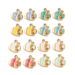 Fish 304 нержавеющей стальной эмали подвески, золотые, рыбы прелести, 11.5x11x2 мм, отверстие : 1.3 мм