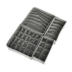 Серый 4 шт. набор органайзеров для ящиков из нетканого материала, многосекционные коробки для хранения нижнего белья, носки и аксессуары, серые, 280~330x150~318x100~105 мм, внутренний диаметр: 55~320x45~80 мм