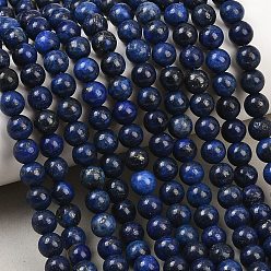Ляпис-Лазурь Окрашенные природные лазурит бисер пряди круглые, 4 мм, отверстие : 0.8 мм, около 88~92 шт / нитка, 15.1 дюйм