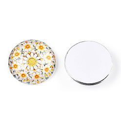 Разноцветный Кабошоны из стекла, полукруглый с калейдоскопом, красочный, 25x7.5 мм