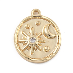 Звезда Латунные микро проложить кубического циркония подвески, без кадмия, без никеля и без свинца, золотые чары, звезда, 17.5x14x2 мм, отверстие : 1.2 мм