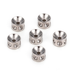 Stainless Steel Color Tarnish Resistant 304 Stainless Steel Bead Rhinestone Settings, Column, Stainless Steel Color, Fit For 2mm Rhinestone, 6x4mm, Hole: 1.8mm