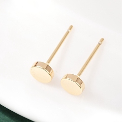 Настоящее золото 18K Латунные плоские круглые серьги-гвоздики для женщин, реальный 18 k позолоченный, 5 мм