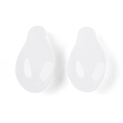Белый Подвески-капли из прозрачного стекла, имитация нефрита, белые, 14~15x8x6~7 мм, отверстие : 1.2 мм