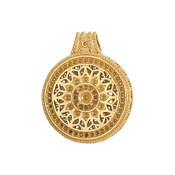 Настоящее золото 18K 304 подвески из нержавеющей стали, плоские круглые прелести, ионное покрытие (ip), реальный 18 k позолоченный, 30x24 мм, отверстие : 4 мм