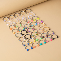 (52) Непрозрачная лаванда 40 шт 316 л хирургическая нержавеющая сталь и акриловые круглые шарообразные/подковообразные штанги для носа кольца, разноцветные, 12 мм, штифты : 1.2 мм, Руководитель: 3 mm