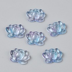 Светло-Синий Бусины лэмпворк , два тона, лотос, голубой, 15.5x20.5x7 мм, отверстие : 1.4 мм