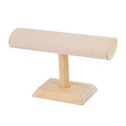 Папайя Оранжевый Бархатные подставки для браслетов с Т-образной планкой на деревянной основе, держатель органайзера для часов, Браслет, papayawhip, 22.5x7.4x13.5 см