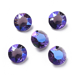 Аметист AB Стеклянные украшения из горного хрусталя, граненые, плоско-круглые, аметист ab, 10x5.3 мм, отверстие : 1.2 мм