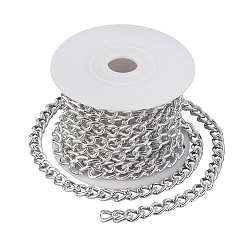 Platinum DIY Chain Necklace Making Kits, Including 3m Aluminium Curb Chain, Platinum, 10x7x3mm