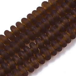 Сиена Ручной работы бусины матовое бисер нитей, рондель, цвет охры, 8x3.5~4.5 мм, отверстие : 1.5 мм, около 108 шт / нитка, 15.75 дюйм