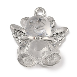 Прозрачный Платинового сплава смолы подвески, медведь, прозрачные, 19.5x14.5x7.5 мм, отверстие : 1.7 мм