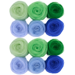 (52) Непрозрачная лаванда 18 шт. 6 цвета шерстяной ровинг своими руками, материалы для игольного валяния, разноцветные, 150~180x60~65x1.5~2.5 мм, 3 шт / цвет