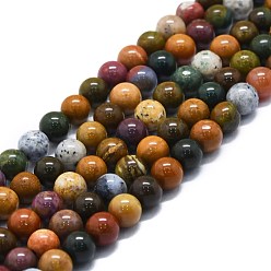 Океанический Джаспер Океан Природный яшмы бисер нитей, круглые, 6 мм, отверстие : 1 мм, около 67 шт / нитка, 15.75'' (40 см)
