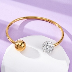 Золотой 304 из нержавеющей стали манжеты браслеты, браслеты с крутящим моментом для женщин, с полимерной глиной горный хрусталь, ионное покрытие (ip), золотые, внутренний диаметр: 1-3/4x2-1/4 дюйм (4.4x5.6 см)