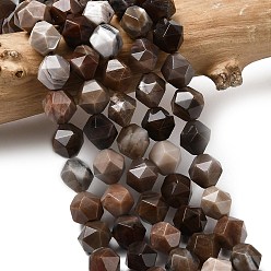 Деревянное Окаменение Природные окаменелое дерево бисер пряди, звезды вырезать круглые бусы, граненые, 7~8x7~8x7~8 мм, отверстие : 1 мм, около 46~47 шт / нитка, 14.72''~15'' (37.4~38.1 см)