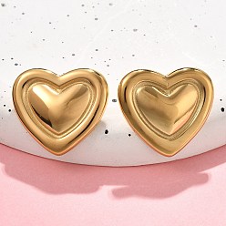 Сердце 304 из нержавеющей стали серьги, реальный 18 k позолоченный, сердце, 27.5x30.5 мм