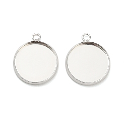 Серебро Плоские круглые настройки кабошон латунь подвесные, долговечный, стойки покрытие, без свинца и без кадмия, серебряные, лоток : 16.5 мм, 21.5x17.5x2.5 мм, отверстие : 2.5 мм