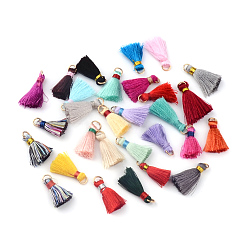 (52) Непрозрачная лаванда Нейлоновые нитки, С золотыми железными кольцами, Случайные потоки привязки цвета, разноцветные, 19~30x9~11 мм