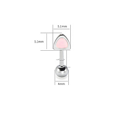 Нержавеющая Сталь Цвет 316l женские серьги-хрящи в форме кошачьих ушей из хирургической нержавеющей стали с розовой эмалью, цвет нержавеющей стали, Длина стержня: 8мм, штифты : 1.2 мм
