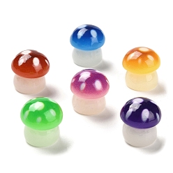 (52) Непрозрачная лаванда Светящийся грибной орнамент из смолы, Светящийся в темноте гриб для украшения стола, разноцветные, 16x15.5~16 мм