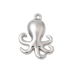 Осьминог Тема морских организмов 304 подвески из нержавеющей стали, цвет нержавеющей стали, осьминог, 17.5x13x2.5 мм, отверстие : 1.2 мм