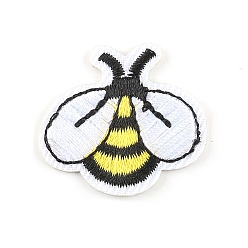 Белый Аппликации пчелки, Компьютеризированная вышивка ткань железа на патчи, аксессуары для костюма, белые, 27x29 мм