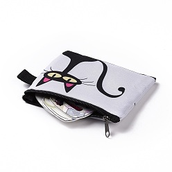 Pale Goldenrod Cute Cat Polyester Zipper Wallets, Rectangle Coin Purses, Change Purse for Women & Girls, Pale Goldenrod, 11x13.5cm