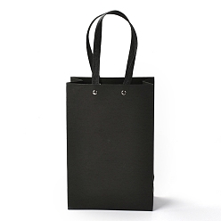 Черный Прямоугольные бумажные пакеты, с нейлоновыми ручками, для подарочных пакетов и сумок, чёрные, 16x0.4x24 см