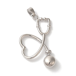 Платина Латунные подвески, стетоскоп, платина, 33.5x20.5x5.5 мм, отверстие : 4x2.5 мм